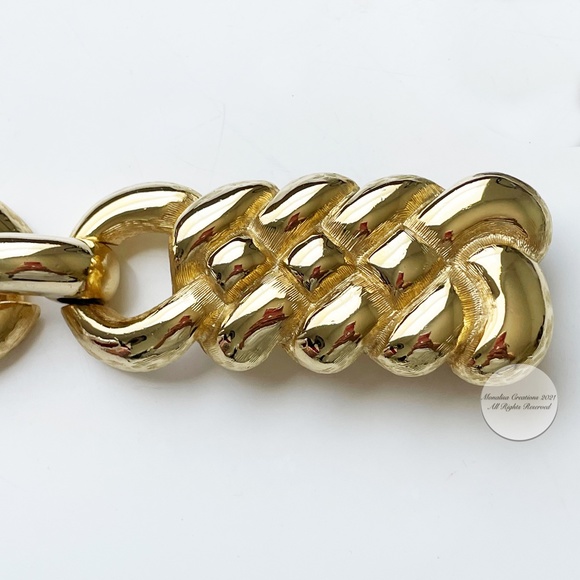 Accessocraft NYC Belt Buckle Large Gold Metal Braid 8in Long Vintage 80s - Picture 4 of 7